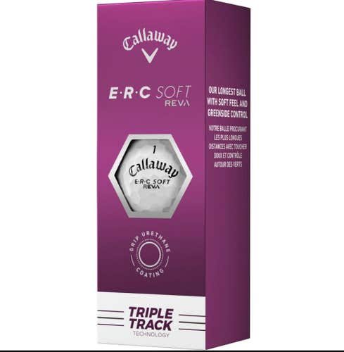 Callaway ERC Soft REVA Golf Balls  (White, 3pk) 1 Sleeve 2023 Triple Track NEW