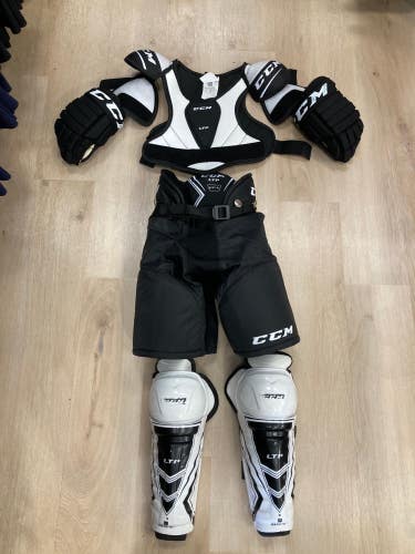 Used Youth Large CCM Starter Kit (Shoulder Pads, Pants, Gloves, and Shin Pads)