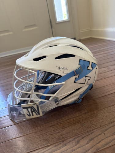 Game Used Hopkins Lacrosse Matte White Rival Helmet