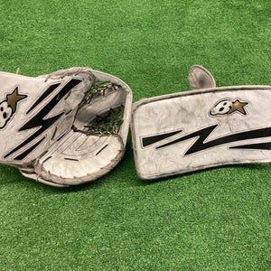 White Used Youth Brian's NetZero 2 Regular Goalie Glove & Blocker Set