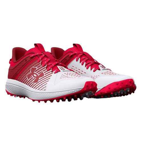 new men's 12 Under Armour UA Yard Turf Baseball Shoes - 3025593-601 - Red/White