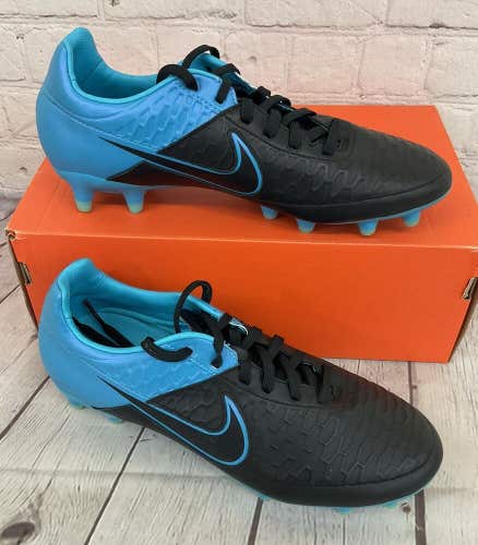 Nike Magista Orden Leather FG Men's Soccer Cleats Black Blue Turquois US Size 6