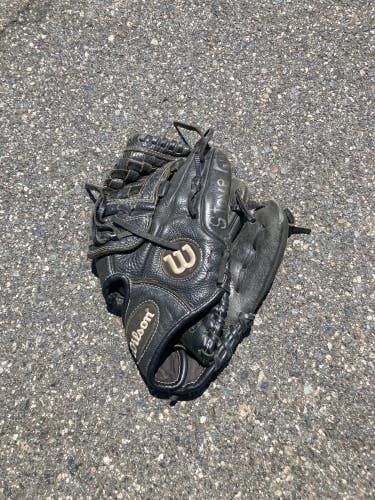 Black Used Wilson A500 Right Hand Throw Pitcher's Baseball Glove 11"