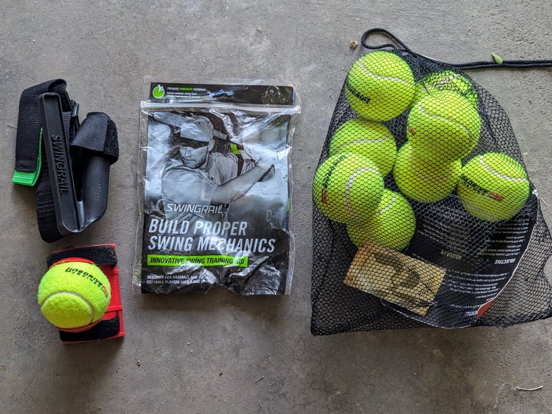 New SWINGRAIL Baseball/Softball Swing Trainer Aid and practice balls