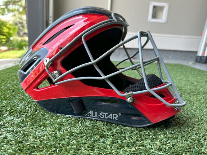 All Star System 7 MVP 2500-1 Two Tone (Navy/Red) Catchers Helmet 7 - 7 1/2