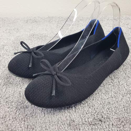 Rothy's The Ballet Flat Womens 10 Slip On Shoes Black Bow Tie Rothys Mesh