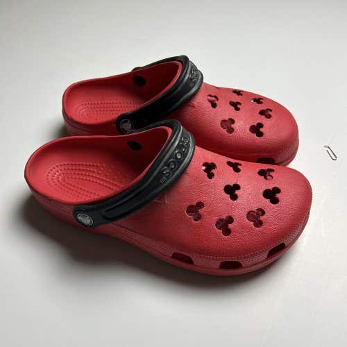 Crocs Disney Parks Mickey Mouse Clogs Shoes Rubber Red Black Sz M 8-9