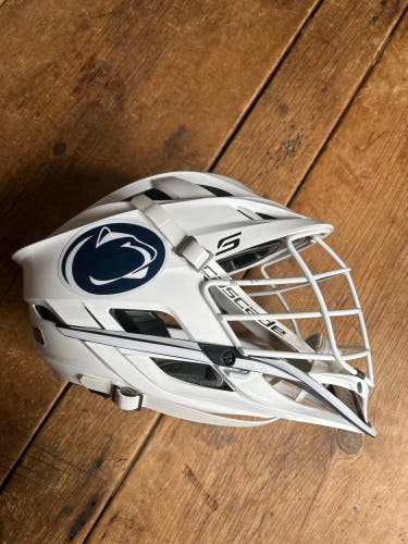 Game Worn Mint Condition All White Penn State Cascade S Lacrosse Helmet