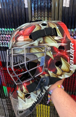 Bauer NME3 NME 3 Used Junior Goalie Mask custom paint decal
