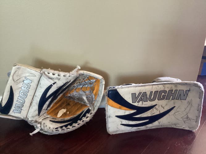 Used Vaughn Velocity 7207 Goalie Glove Set