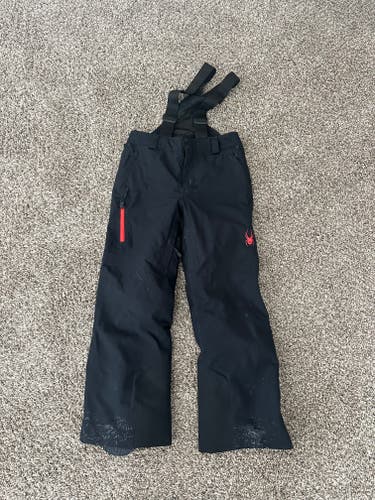 Black Youth Size kids 12 Unisex Spyder ski bibs full zip with suspenders