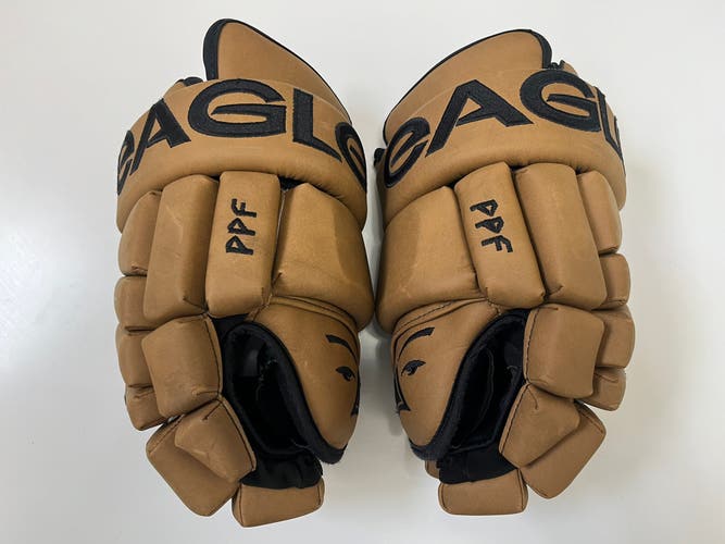 Eagle Dark California Tan Portofino Leather PPF 15" Pro Stock Hockey Gloves Made In Canada