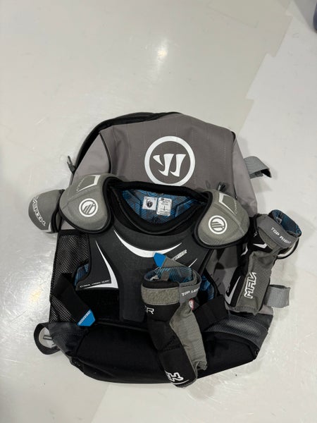 Lot: Youth Small Maverik Charger Shoulder Pads, Medium Arm Pads and Warrior Backpack