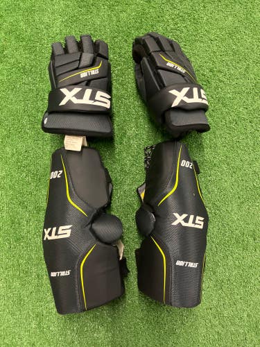 Bundle Used STX Stallion 200 Lacrosse Gloves  and Arm pads Medium