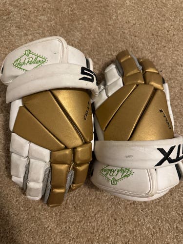 STX Cell II custom “high rollers” gloves adrenaline highrollers showcase 12” gold and white