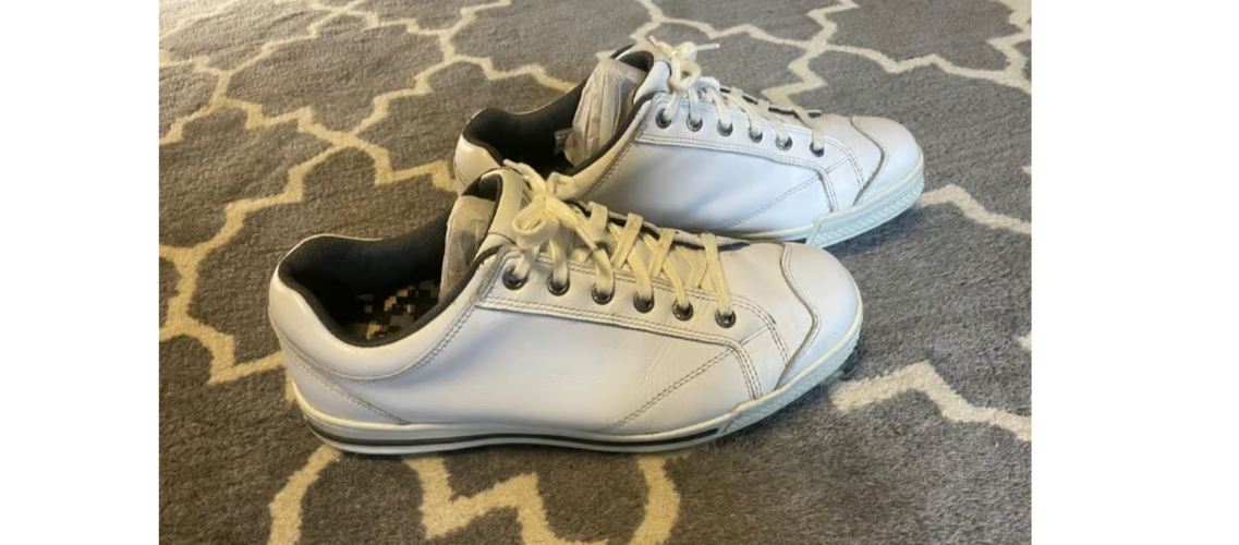 FootJoy Men’s FJ Street White Leather Hard Spike Golf Sneakers Shoes US 8.5 Med