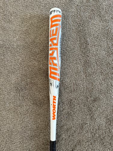 Used Worth MAYHEM SINGLE WALL RETMAY 34" 26oz USA/ASA/USSSA Slowpitch Softball Bat