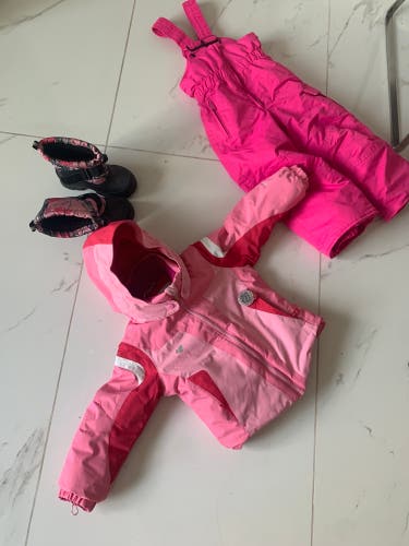 Pink Used Women's Obermeyer Ski Jacket; Pulse Pants And North side Boots