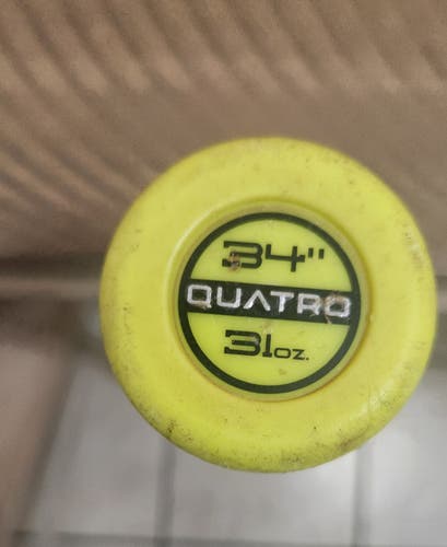 Used 2018 Rawlings Quatro BBCOR Certified Bat (-3) Composite 31 oz 34" - Glowstick