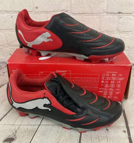 Puma 101927 06 PWR-C 3.10 FG JR Youth Soccer Cleats Black Red Silver US Size 4.5