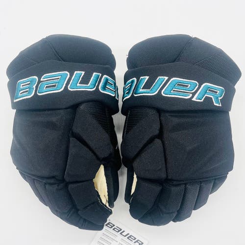 New San Jose Sharks Bauer Vapor Hyperlite Hockey Gloves-14"-Single Layer Palms