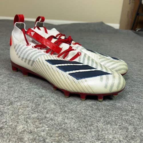 Adidas Mens Football Cleats 10.5 White BLue Red Shoe Adizero 8.0 Primeknit Pair