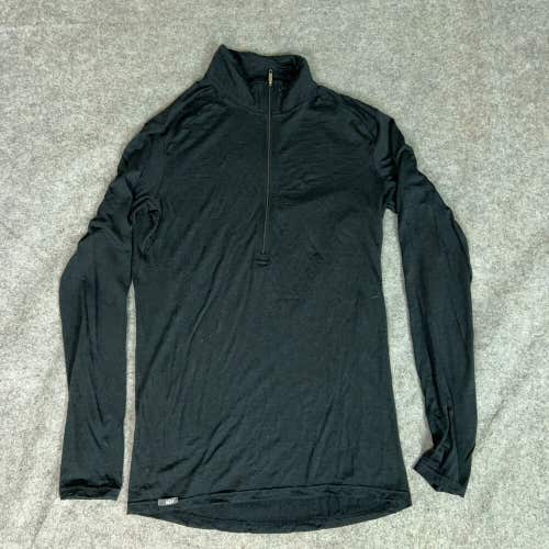 REI Mens Sweater Small Black Pullover Merino Wool Lightweight Hiking Soft Top