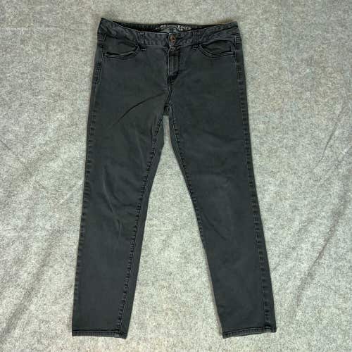American Eagle Womens Jeans 12 Black Denim Skinny Mid Rise Jegging Pant Casual