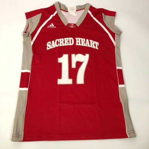 Sacred Heart Pioneers Womens Jersey Large Red Adidas Basketball #17 Sleeveless