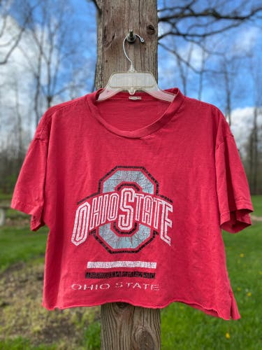 Vintage OSU Ohio State University Large Cut Off Crop Top T-Shirt