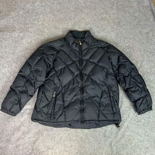 Cabelas Womens Jacket 2XL XXL Black Puffer Down Filled Quilted Top Goose Winter