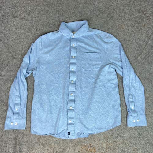 Johnnie O Mens Shirt Extra Large Blue Button Linen Blend Casual Soft Preppy Top