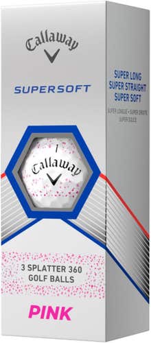 Callaway Supersoft 2023 Golf Balls (Pink Splatter, 3pk) Super Long NEW &