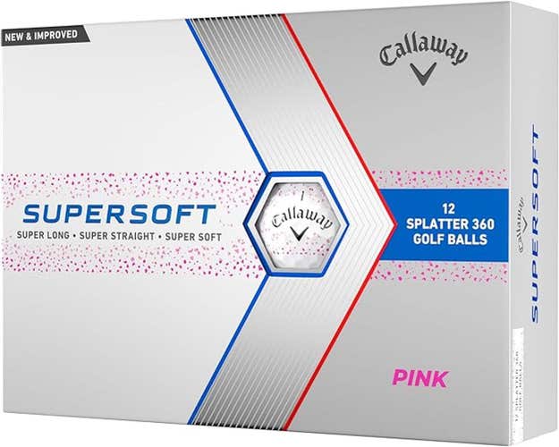 Callaway Supersoft  Golf Balls (Pink Splatter, 12pk) 1dz 2023 Super Long NEW &