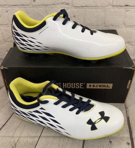 Under Armour Force II HG JR Youth Soccer Cleats White Yellow Blue US Size 4Y