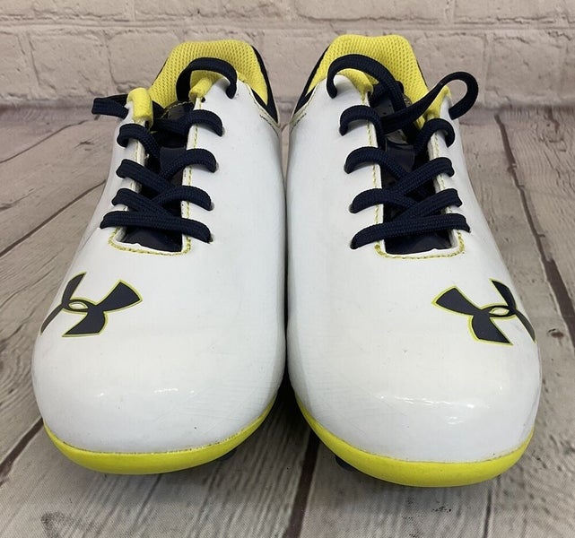 Under Armour Force II HG JR Youth Soccer Cleats White Yellow Blue US Size 4Y