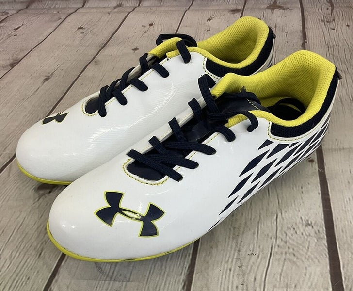 Under Armour Force II HG JR Youth Soccer Cleats White Yellow Blue US Size 4Y