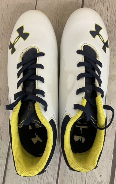 Under Armour Force II HG JR Youth Soccer Cleats White Yellow Blue US Size 4Y