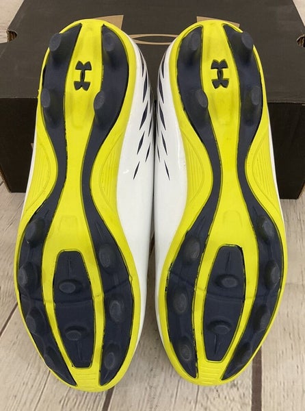 Under Armour Force II HG JR Youth Soccer Cleats White Yellow Blue US Size 4Y