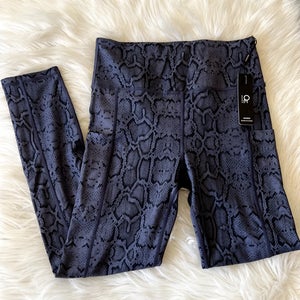 Ouges Leggings with Deep Pockets Animal Snake Print Blue Black Women's M, NWT
