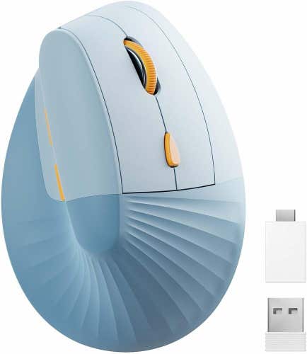 Unipows Ergonomic Vertical Mouse, Wireless Type C Rechargeable Mouse Blue