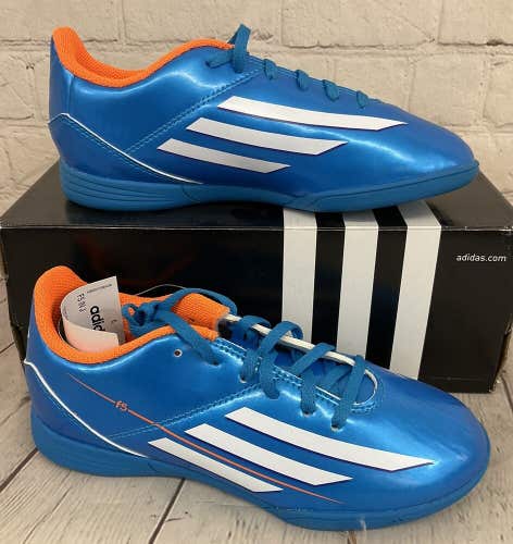 Adidas F32742 F5 IN J Boys Indoor Soccer Shoes Solar Blue Zest White US Size 4.5