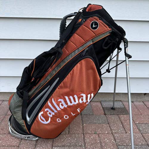 Callaway Warbird Hot 8 Way Divider Golf Stand Bag Orange Black With Raincover