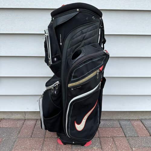 Nike E9 Golf Club Cart Bag Black Red Grey 14 Way Dividers