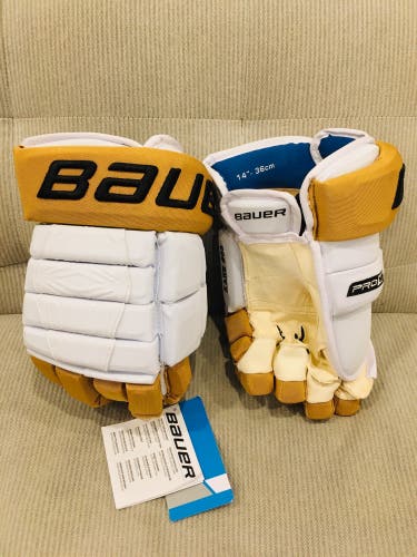 PATRICK KANE Bauer Pro Stock Hockey Gloves White 14” Vegas Golden Knights