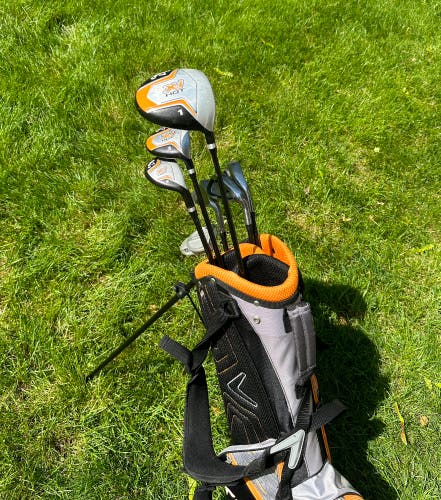 Callaway XJ Hot Junior Flex Golf Set Driver Wood Hybrid Irons Putter Bag RH