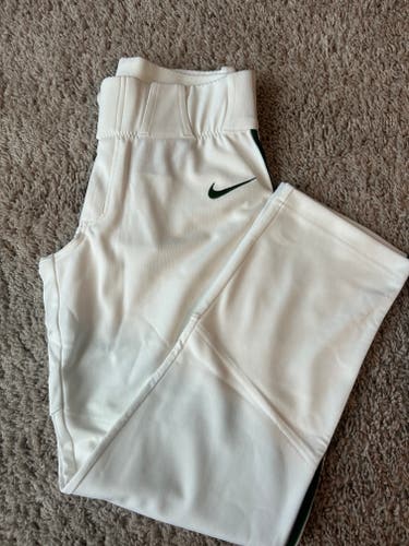 White with Green Piping New Medium Youth Unisex Nike Game Pants