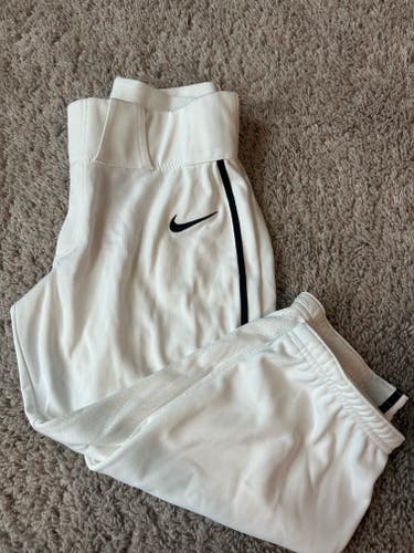 White w/ Black Piping New Medium Youth Unisex Nike Game Pants