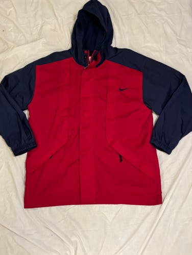 Vintage 90s Nike Red & Blue Fleece Lined Zip-Up Windbreaker XL