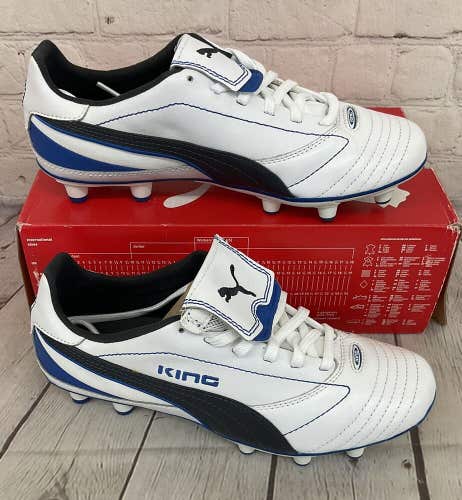 Puma 102205 03 King Finale I FG Women's Soccer Cleats White Ebony Puma Royal 5.5